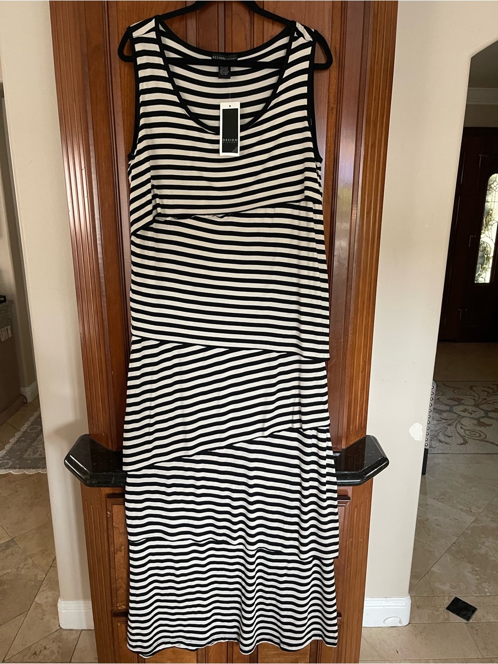 Design History Black & White Striped Sleeveless Maxi Dress